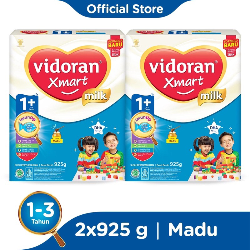 

Vidoran Xmart 1+ 925gr Susu Formula Pertumbuhan Anak 1-3 Tahun 2 Box