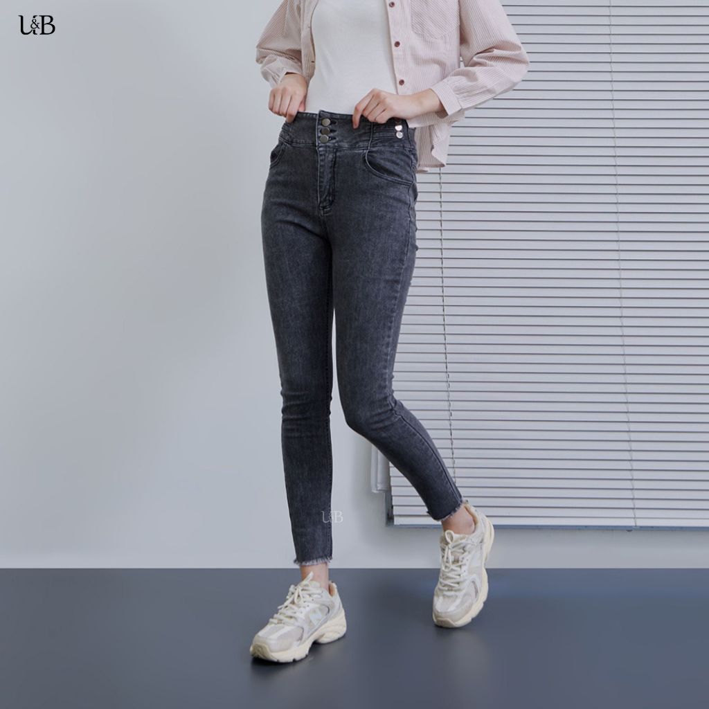 U&B - 5618 | Celana Jeans Wanita Skinny Premium Quality Highwaist Melar Stretchy Nyaman Polos Regula