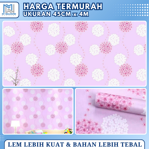 Wallpaper Dinding Ruang Tamu Elegan Mewah Motif Bunga Dandelion Warna Pink Wallpaper Dinding Kamar P