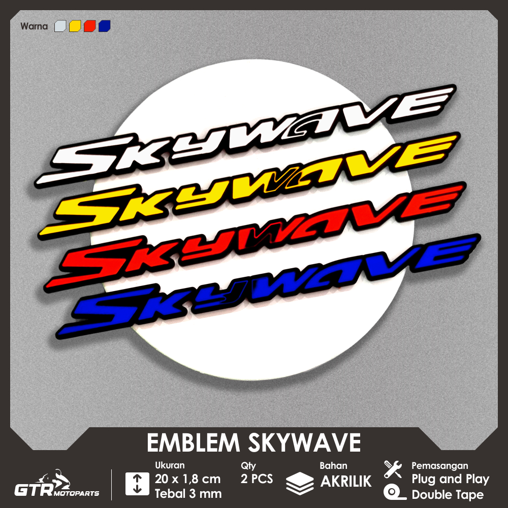 GTR Emblem Skywave 2 PCS Logo Timbul 3D Aksesoris Motor Suzuki Skywave 125 160