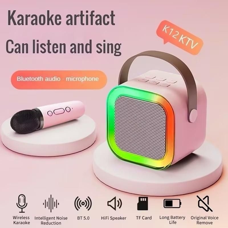 Speaker Bluetooth Karaoke 2 Mic Set Salon Bluetooth bt Speaker karoke With Microphone 3D Stereo Ampl