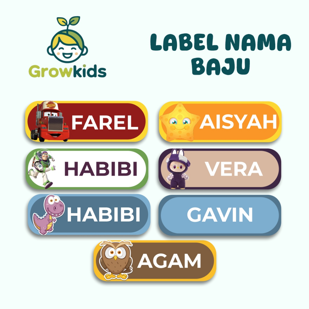 

Sticker Label Nama Kain Baju Kaos Sablon Setrika DTF Sticker Iron Custom Tulisan Contour Tebal