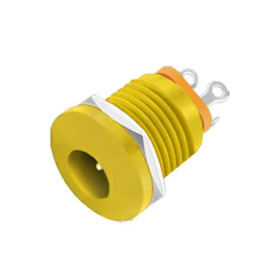 DC-022Y Yellow Female Socket Jack DC 5.5mm x 2.1mm DC-022 Panel Mounting Connector