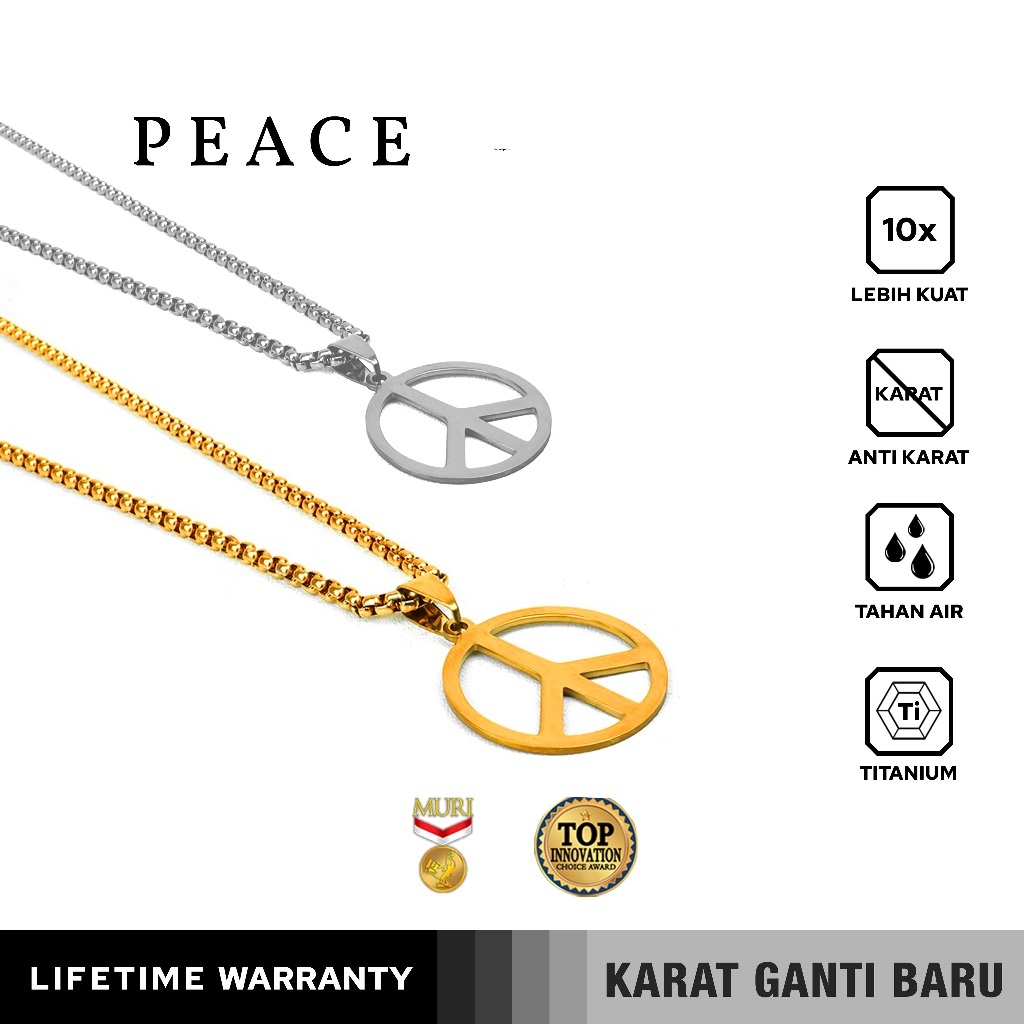 PEACE + TNT liontin set Real Titanium Anti Karat Kalung Pria Wanita