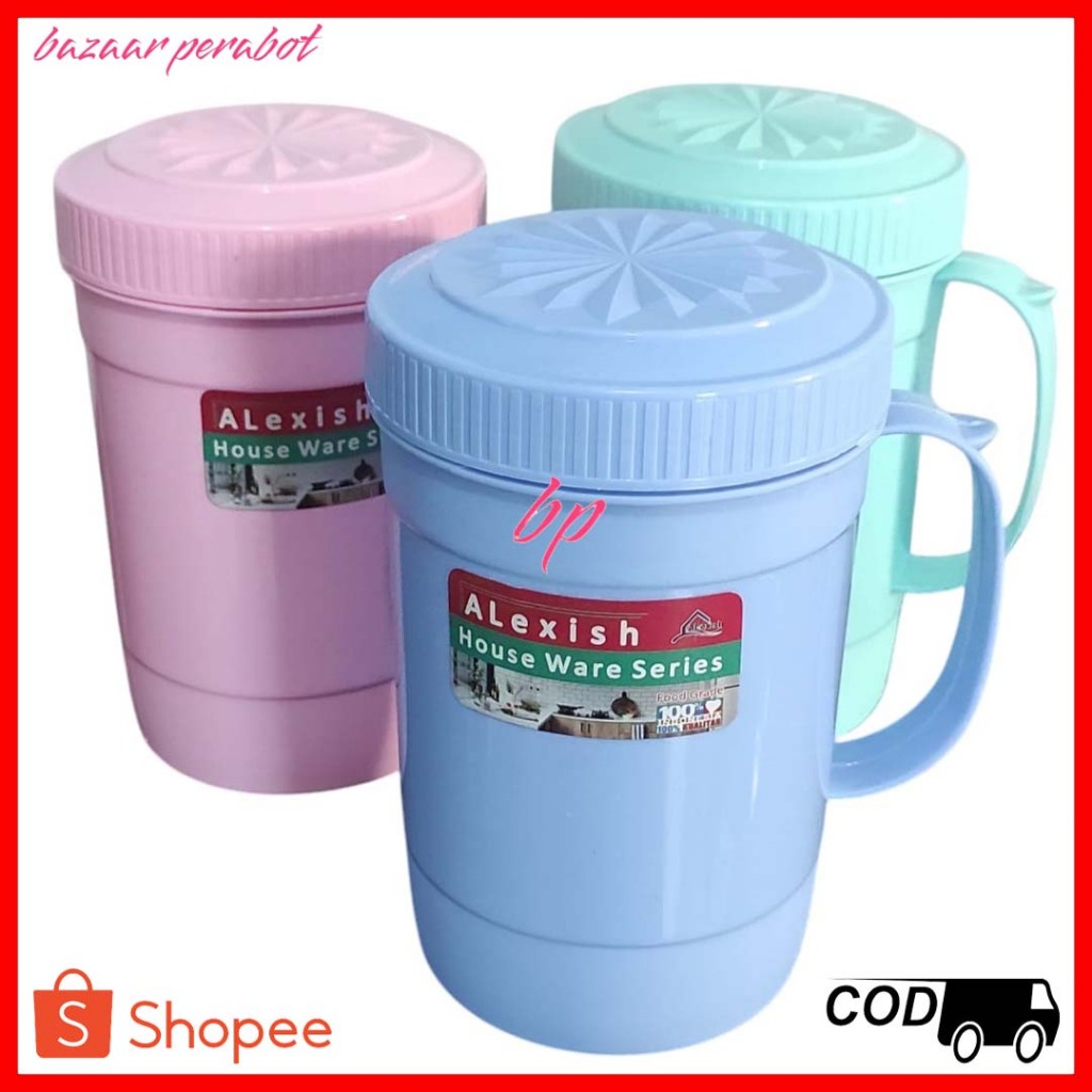 mug plastik jumbo tutup gagang