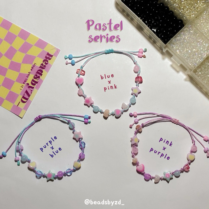 Gelang Couple Tali Serut Aesthetic/Gelang couple cewek pastel/Beads bracelet giok