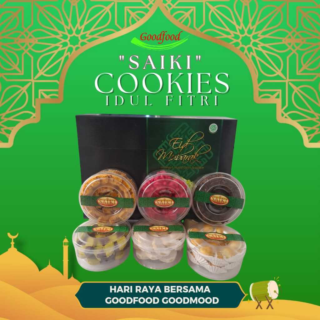 

Parcel Bingkisan Idul Fitri , cookies Saiki berat bersih 1100gr, Halal, BPOM. Produksi PT Good Food Indonesia do