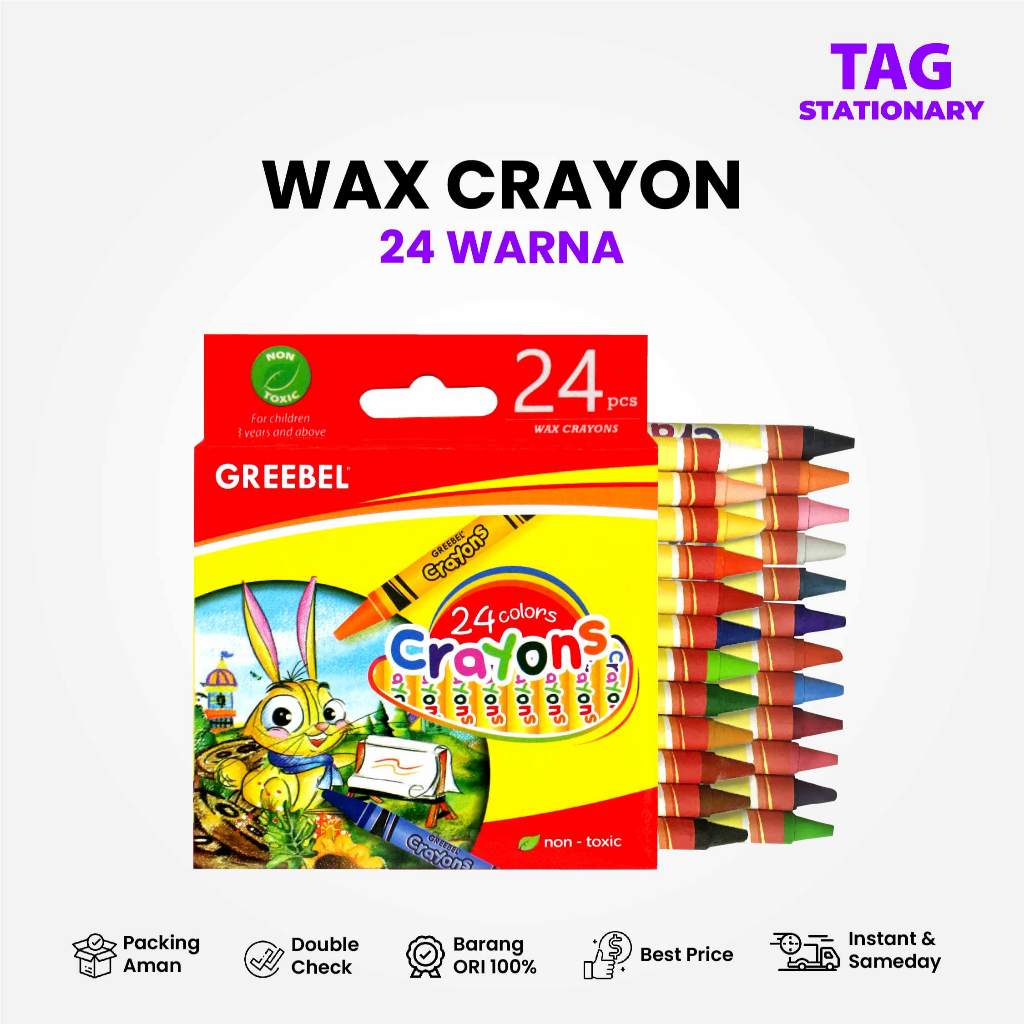 

GREEBEL Wax Crayon 24 Warna / Krayon Lilin Timur Agung Grosir