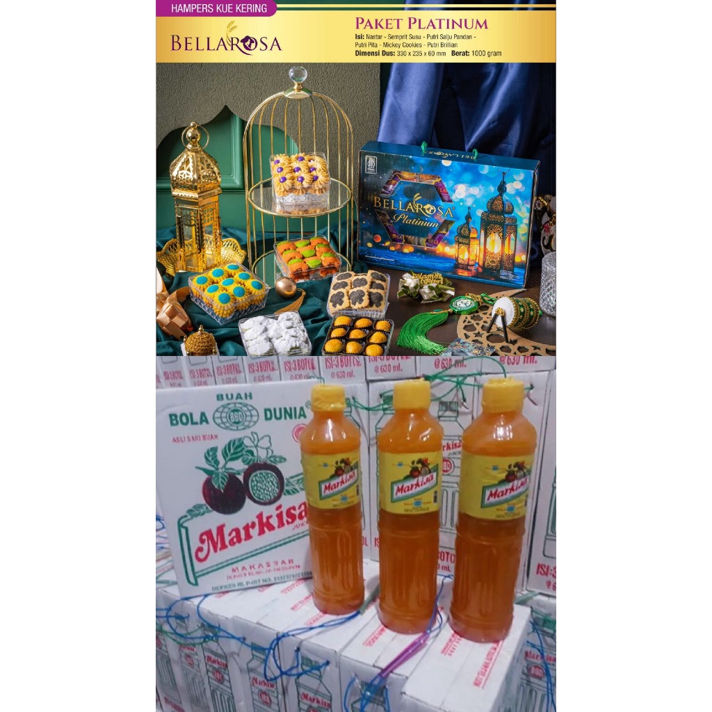 

BELLAROSA X MARKISA Paket Sirup Edisi Silaturahmi / hampers kue kering sirup lebaran / parcel set hadiah lebaran murah / kue coklat putri salju