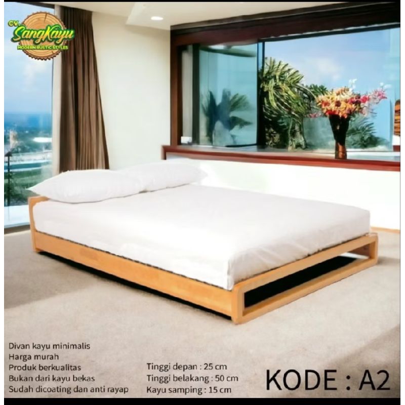 Dipan Tempat Tidur Kayu Minimalis – Rangka Single Divan Kokoh & Modern