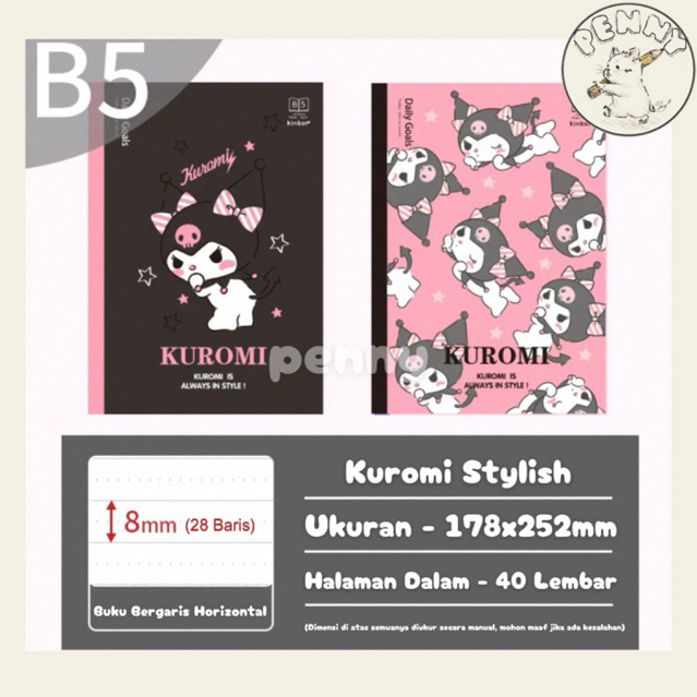 

Buku Tulis KUROMI SANRIO KINBOI [1 PCS] B5 8mm Original Sanrio Lucu Murah Bagus