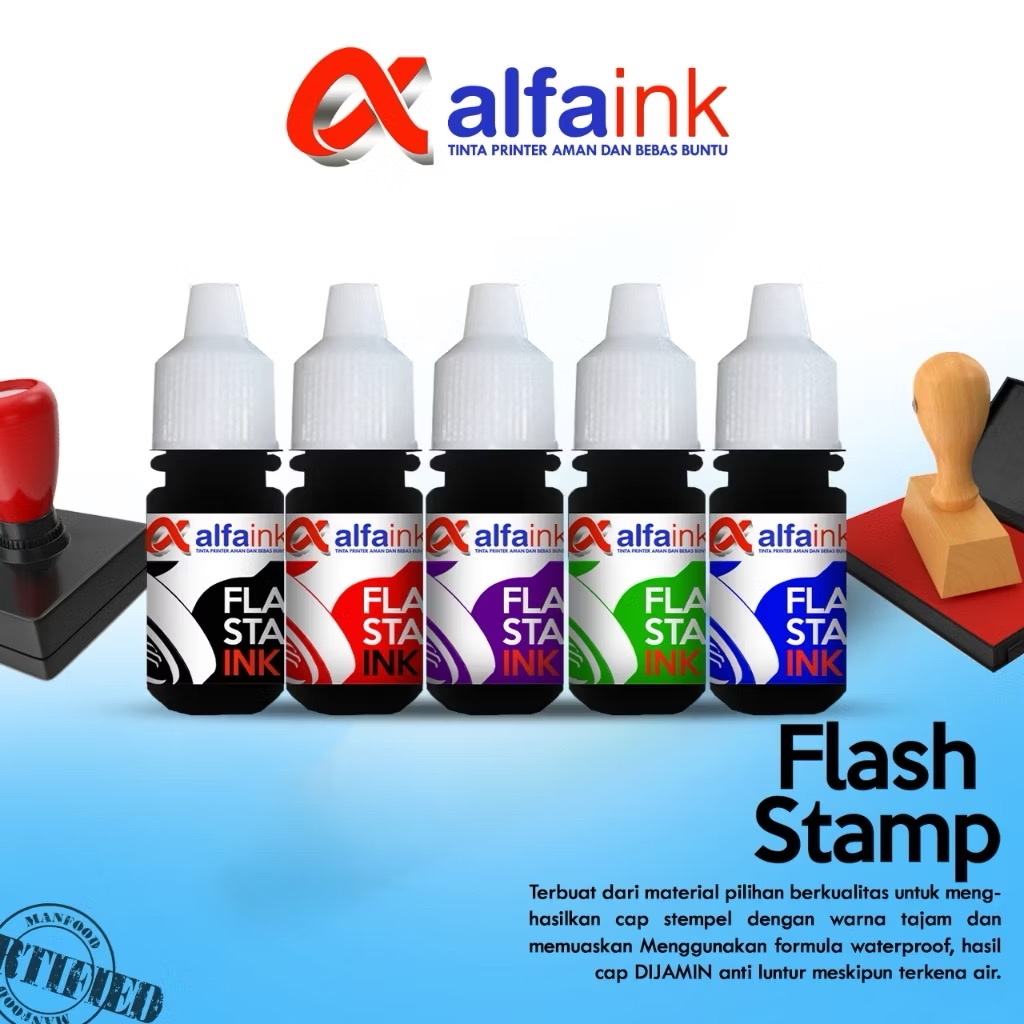 

ALFAINK Flash Stamp Ink 10ml, Tinta Stempel Support Trodat