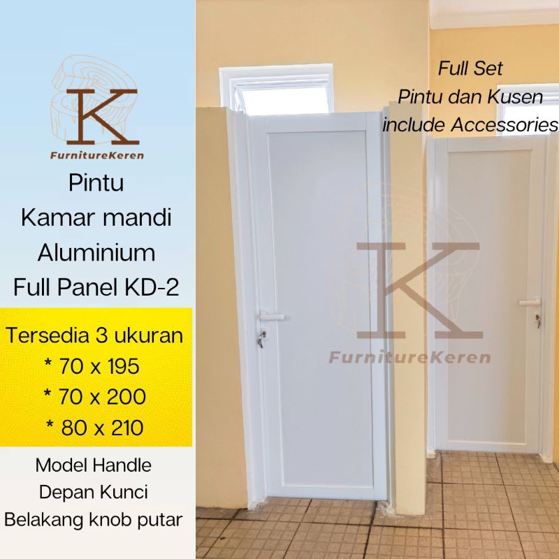 Pintu Kamar Mandi Aluminium Full Panel ACP Full Set KD-2 / Pintu Toilet / Aluminium Bathroom Door
