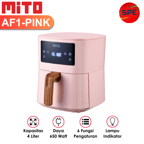AIR FRYER DIGITAL MITO KAPASITAS 4 LITER AF1 PINK GARANSI RESMI (MEDAN)