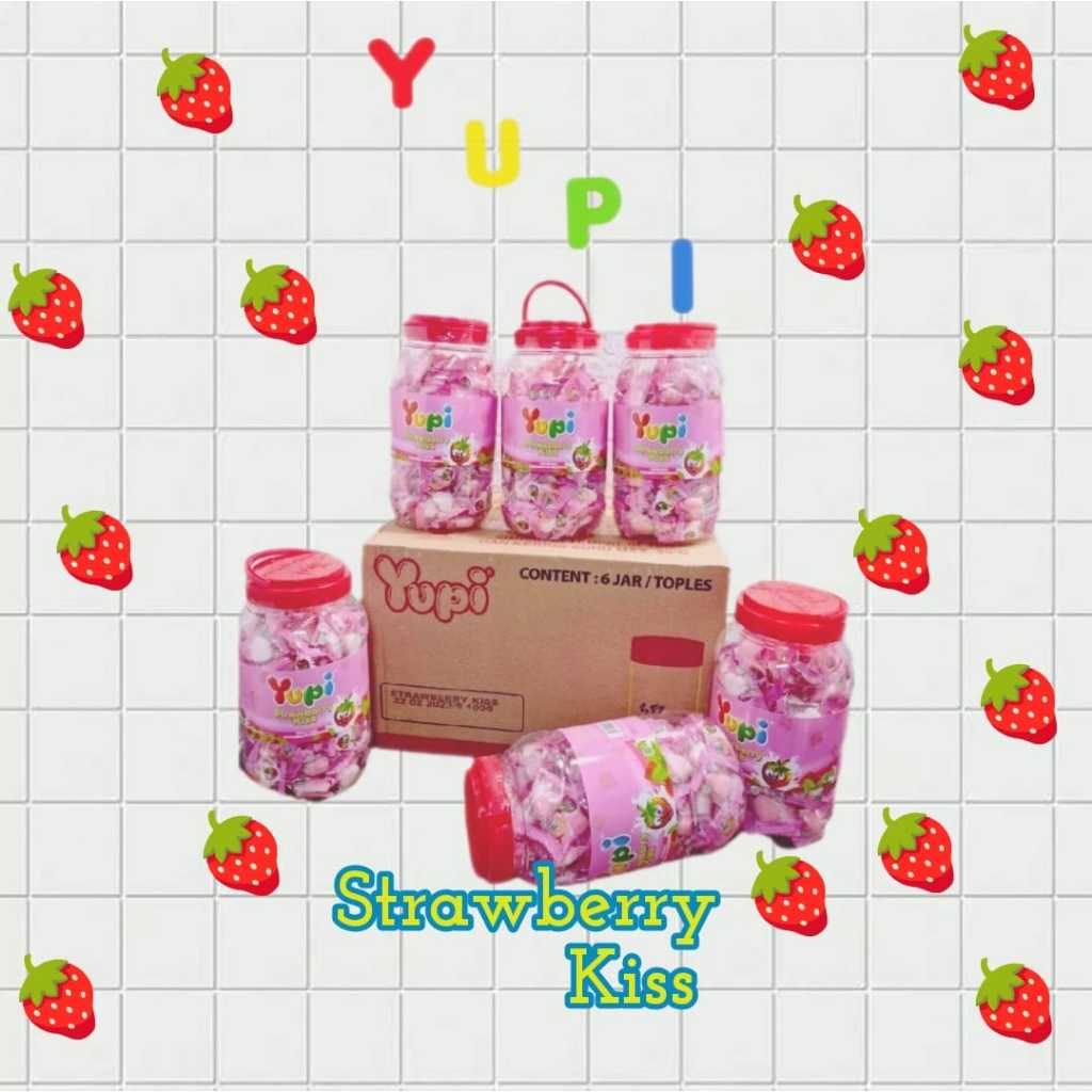 

( DUS / 6 TOPLES ) PERMEN YUPI Strawberry Kiss 300gram