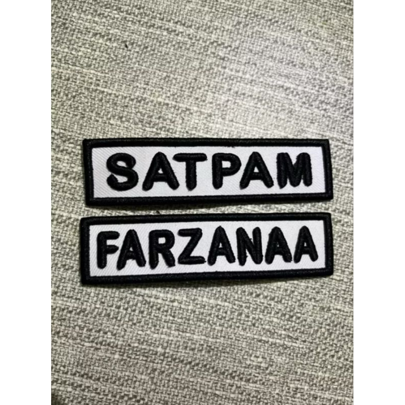 Bordiran Timbul Label Nama Satpam | Bordir komputer Rapi Timbul Logo