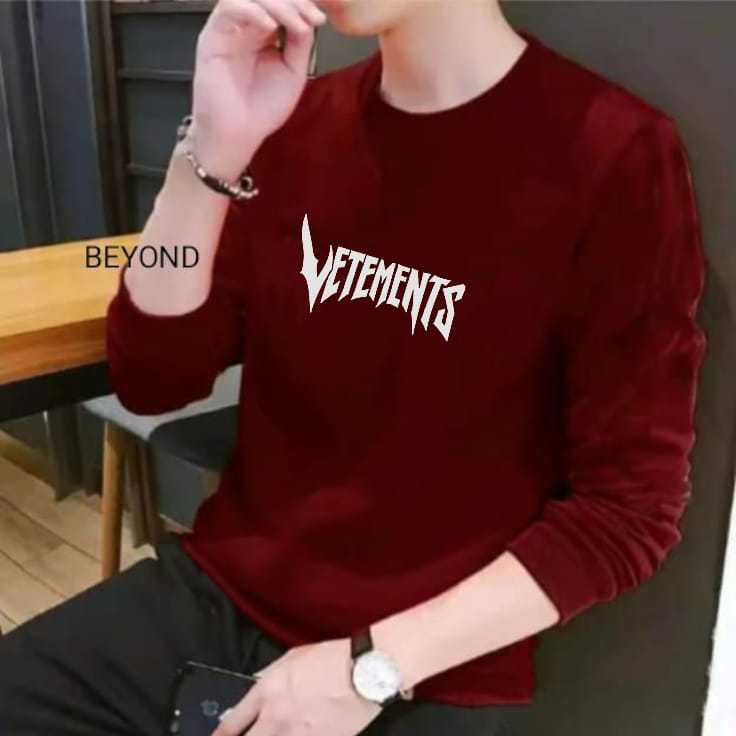 Kaos Atasan Pria Dewasa Lengan Panjang Motif Vetements Kekinian Kaos Long Sleeve Crewneck Pria Sablo