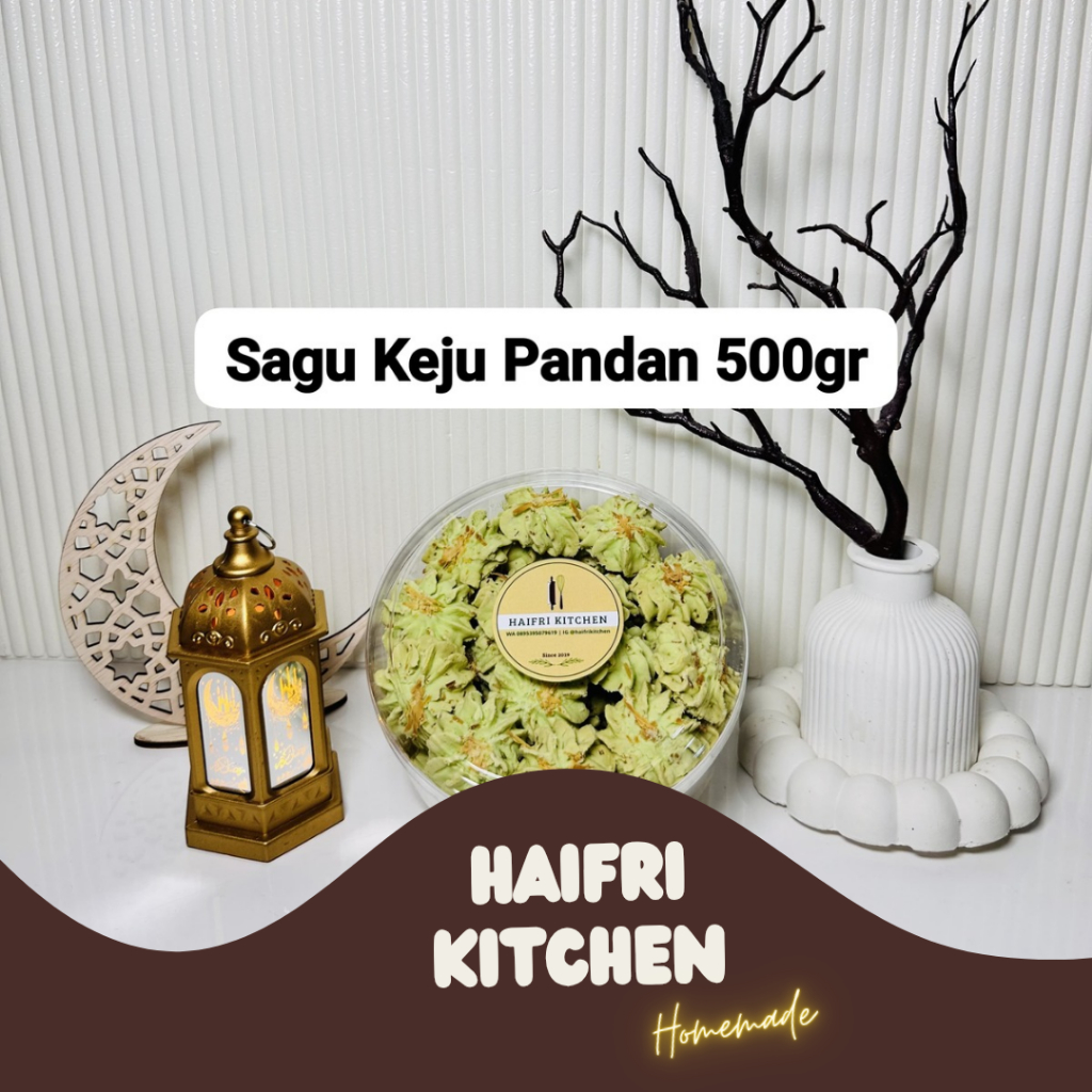 

HAIFRI KITCHEN - Kue Sagu Keju Pandan 500gr, Kue Kering Rasa Cheese Keju, Kue Lebaran Gurih Homemade