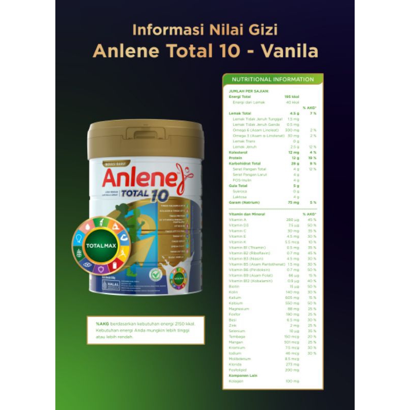 

ANLENE TOTAL 10 400GR 800GR VANILLA (TINGGI PROTEIN)