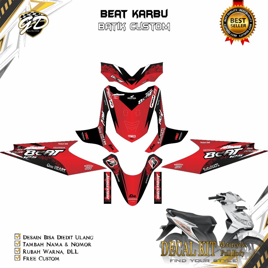 Decal Beat Karbu Full Body Stiker Decal Beat Karbu Full Body 2008 2009 2010 2011 2012 Motif Batik