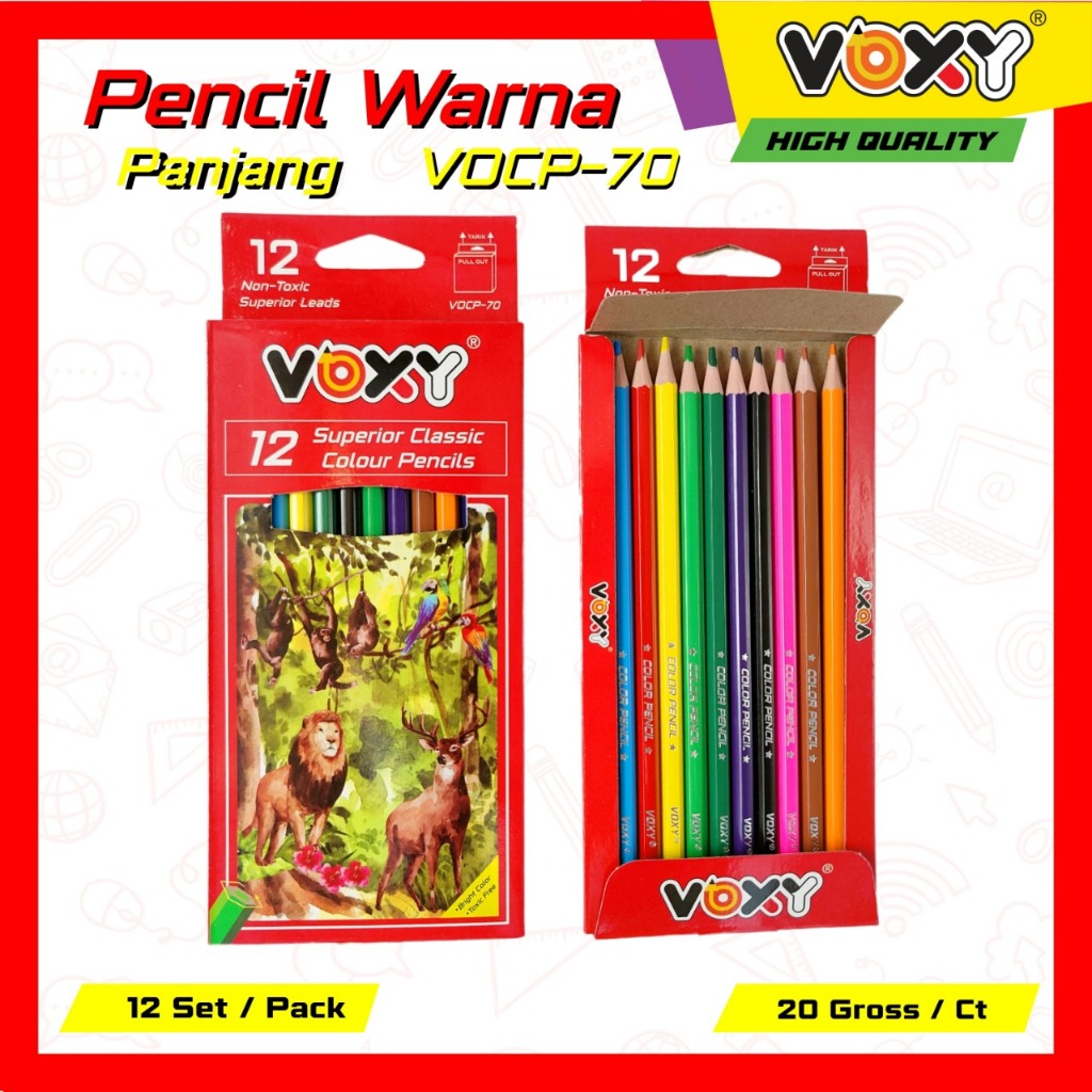 

(1 Set) Pensil Warna Murah 12 Warna Panjang / Color Pencil 12 Warna Panjang Murah