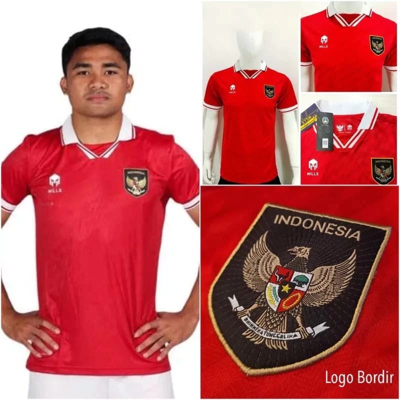 Jersey Timnas Indonesia Home Mills Baju Bola Timnas Indonesia Home Mills 2022 -2023