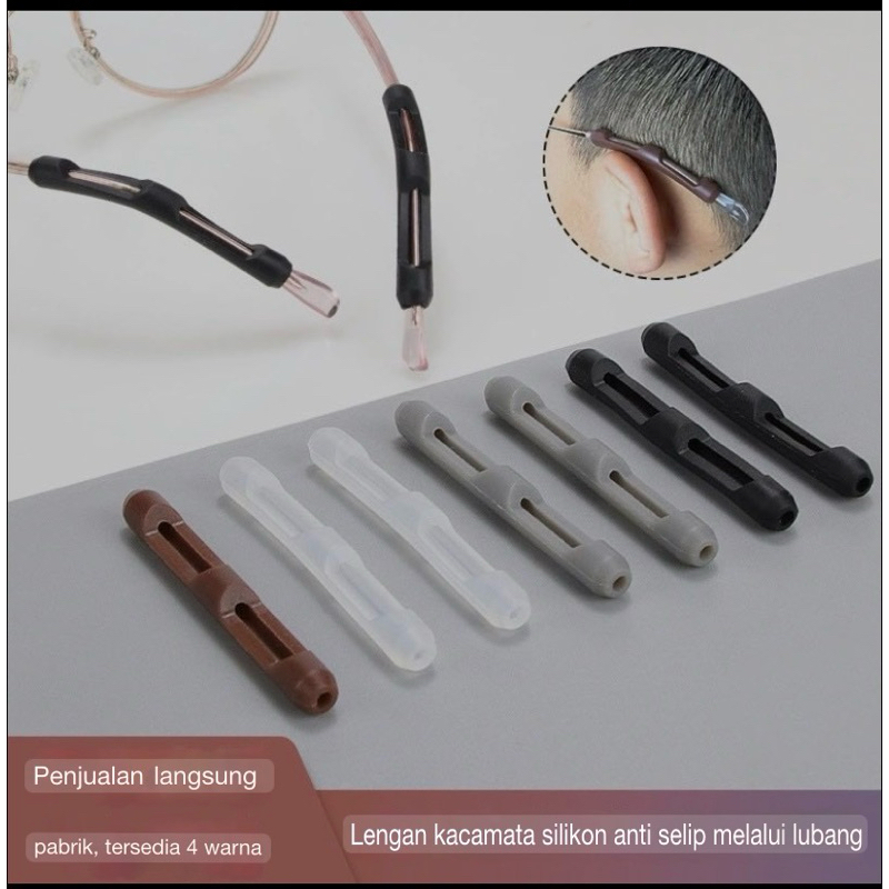 Karet Ujung Tangkai Batang Gagang Kacamata sepasang hitam ganjelan