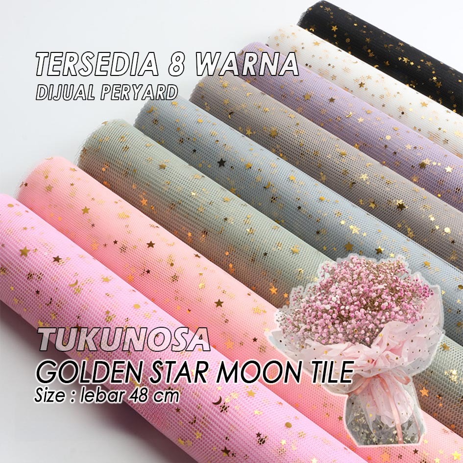 

STAR MOON TILE KOREAN / YARD - mesh korea bulan bintang buket bunga kertas flower wrapping bouquet