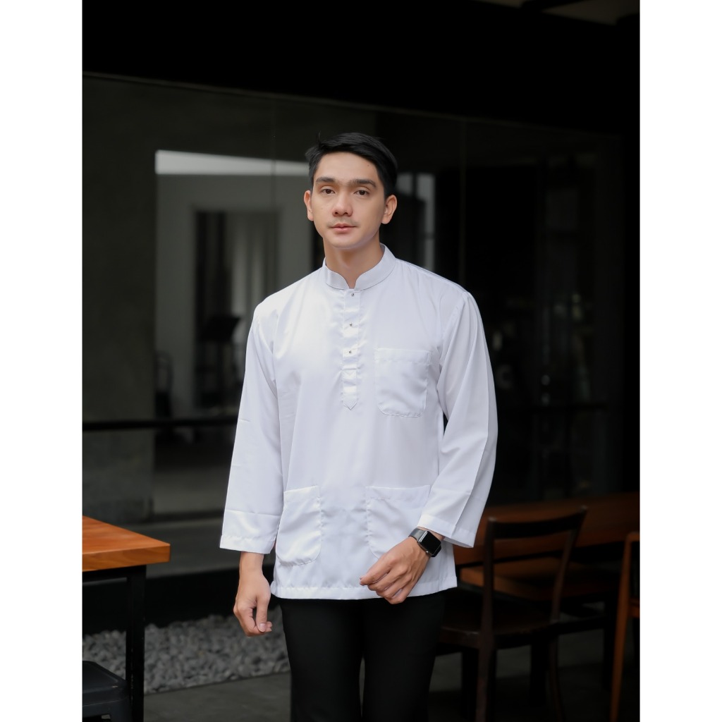 Mabruk Baju Koko PutihLengan Panjang / Baju Koko Putih Model Malaysia
