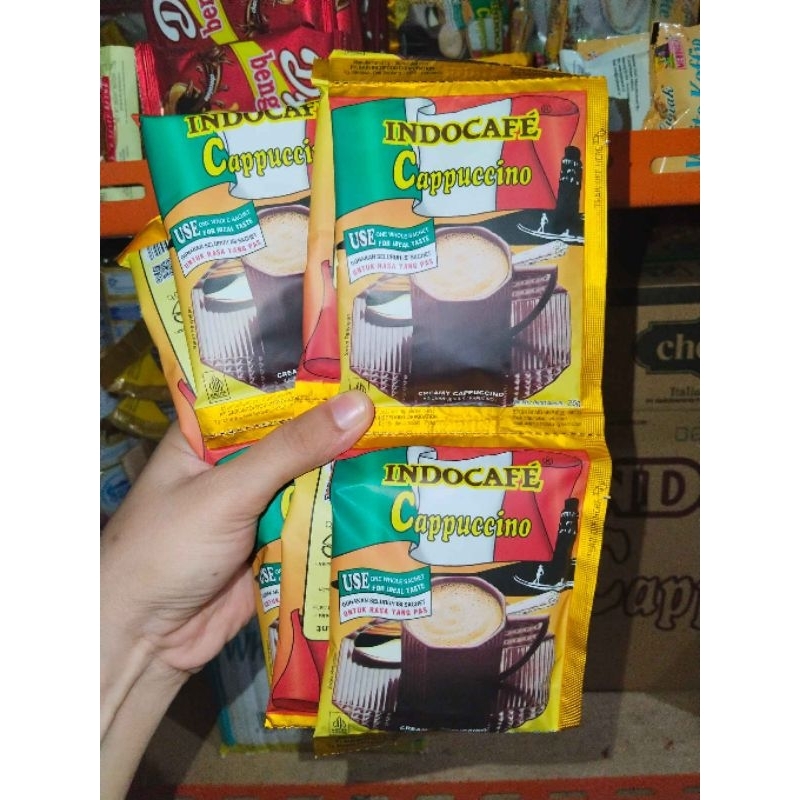 

indocafe cappuccino 25g x 10pc capucino 1 renceng creamy cappuccino minuman serbuk kopi instan