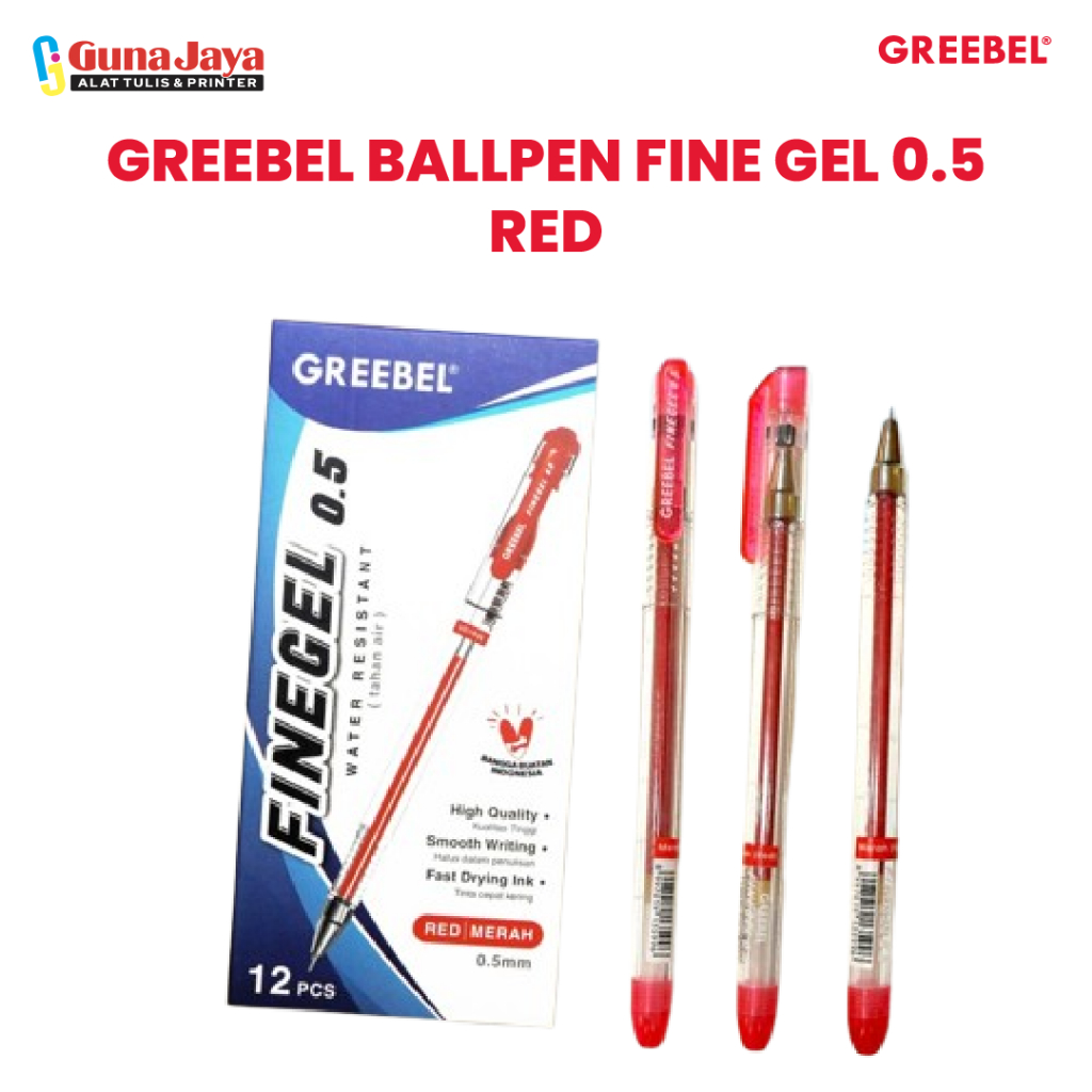 

GREEBEL PULPEN GEL / Gel Pen Fine Gel 0.5 Merah / Bolpoin Pena Gel 501