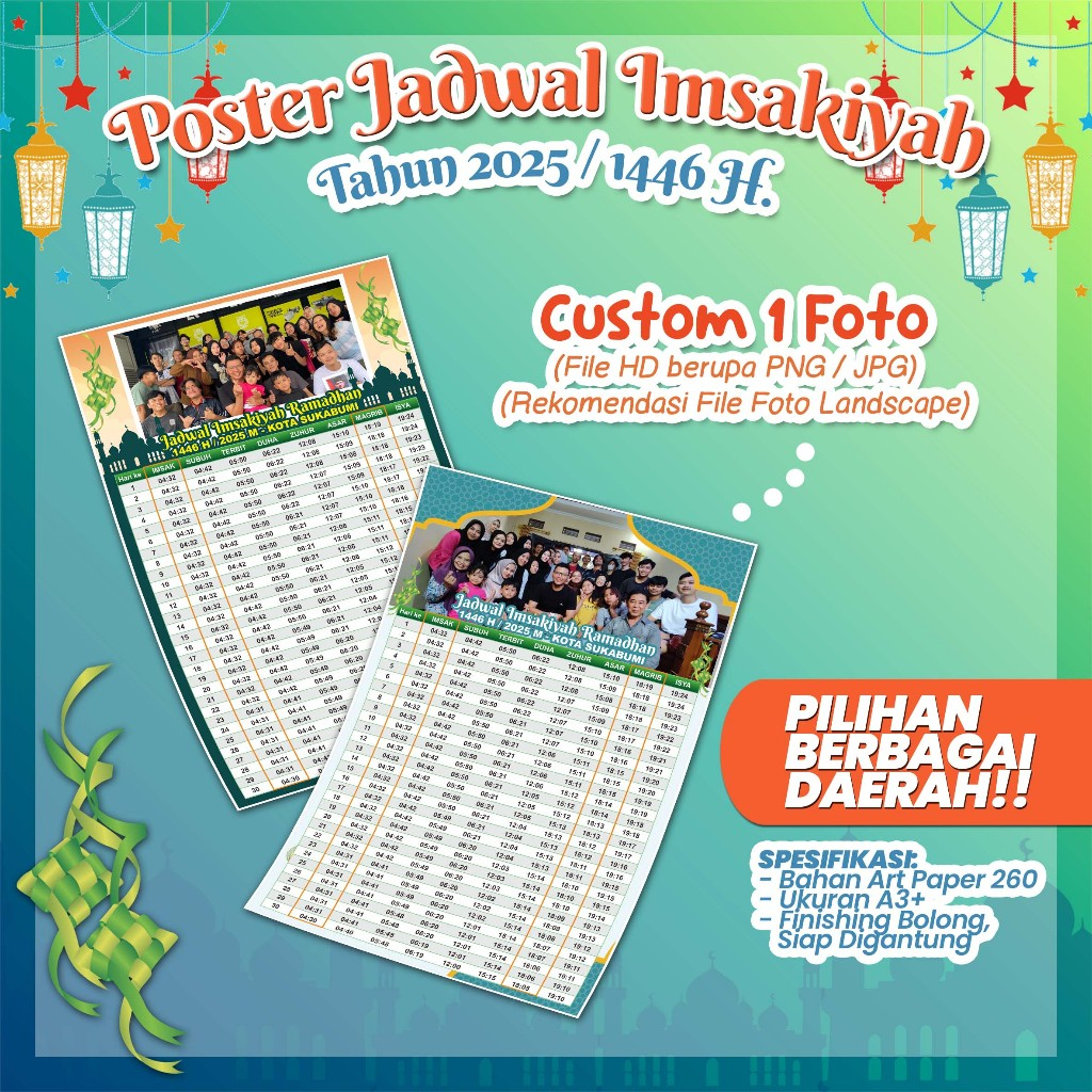 

POSTER JADWAL IMSAKIYAH RAMADHAN TAHUN 2025 / 1446 H - Poster Jadwal Imsak CUSTOM