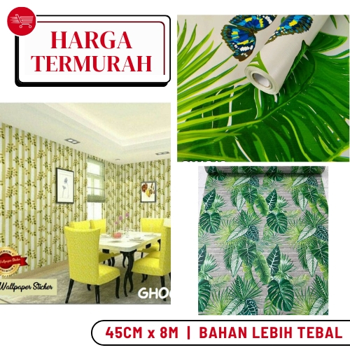WALLPAPER MALL - Wallpaper Dinding Ruang Tamu Motif Daun Wallpaper Dinding Ruang Tamu Daun Hijau Wal