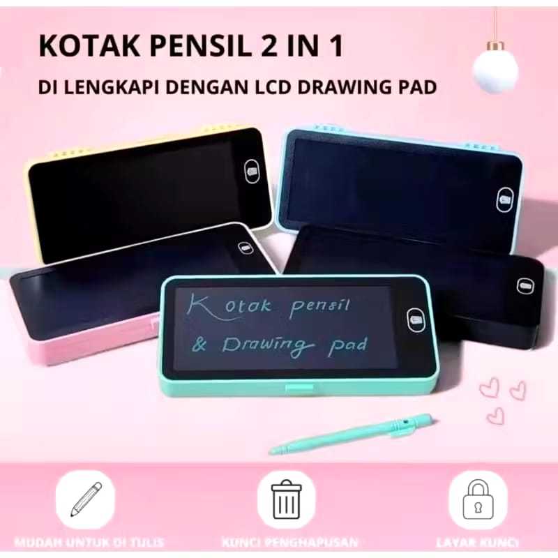 

LCD Writing Motif Tablet Kotak pensil Tablet Gambar Anak Papan Tulis Anak Drawing Board Kotak Pensil Drawing box Motif