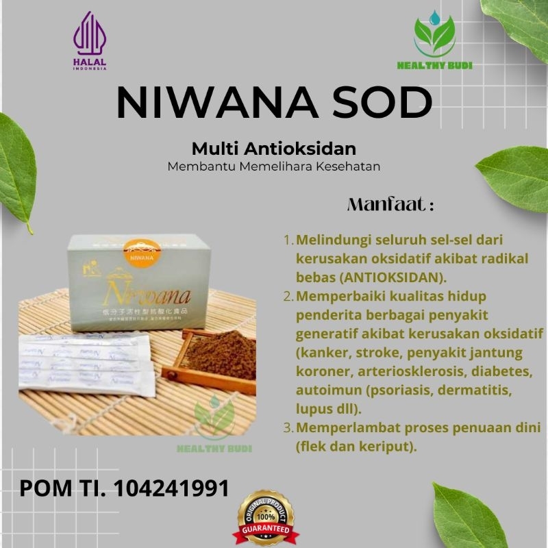 Niwana SOD Suplemen Antioksida Tinggi Herbal Alami (30 Sachet @3gr)