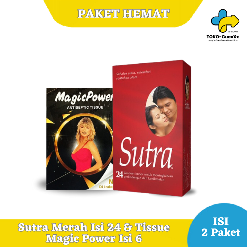 Kondom Sutra Merah Classic isi 24 Pcs & Tisu Magic Power 6 Pcs
