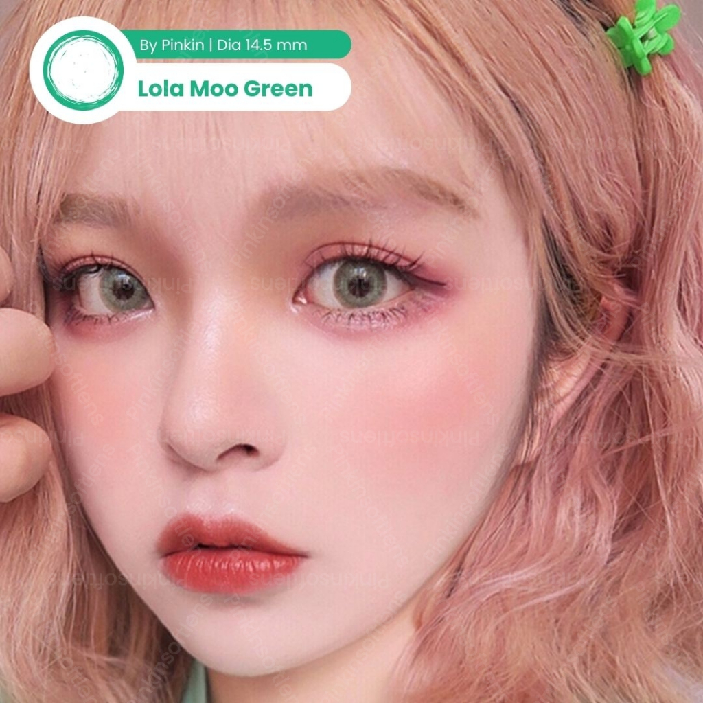 PINKINSOFTLENS My Lola Moon Green Hijau Normal -0.00 1 Pasang Lensa Kontak Warna Diameter 14.5mm Len