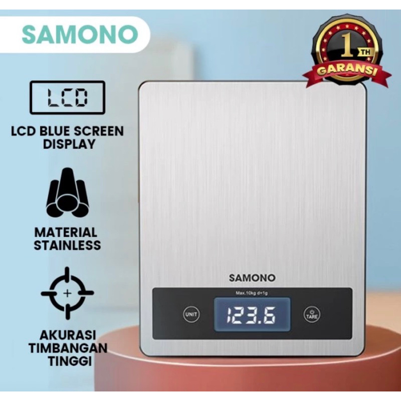 Samono Timbangan Dapur Digital Stainless Steel SW-KS03 - Timbangan Dapur