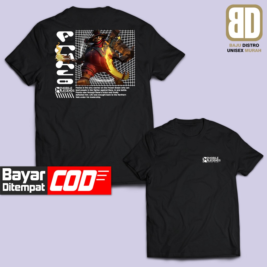 Kaos FRANCO HERO MLBB MOBILE LEGEND DB Distro Pria/Wanita Dewasa Baju Atasan Unisex Premium Murah