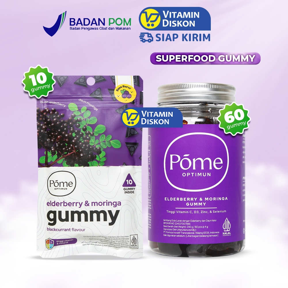 POME OPTIMUN ELDERBERRY AND MORINGA WITH VIT C, D, ZINC AND SELENIUM  WITH MINTY YUZU FLAVOUR | Gumm