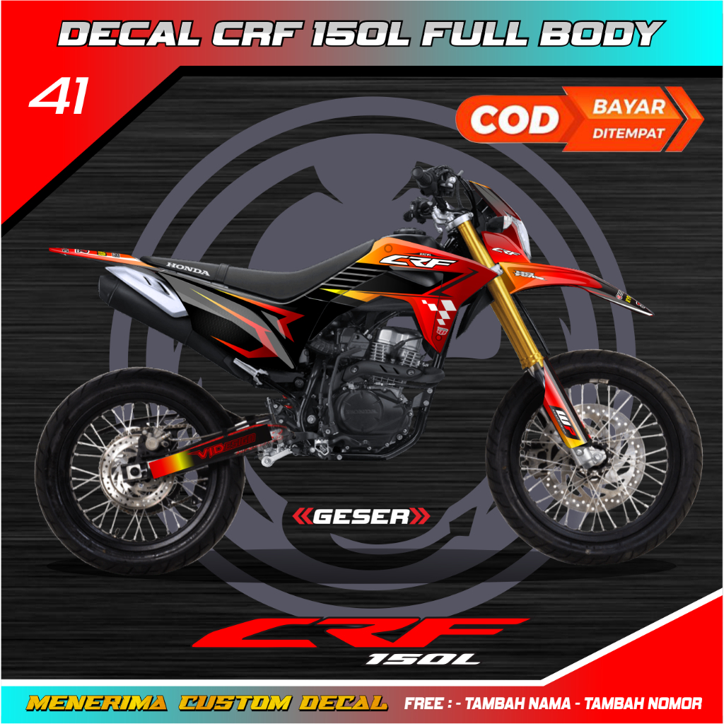 Decal Sticker Crf 150L Full Body Hologram Orange Terbaru