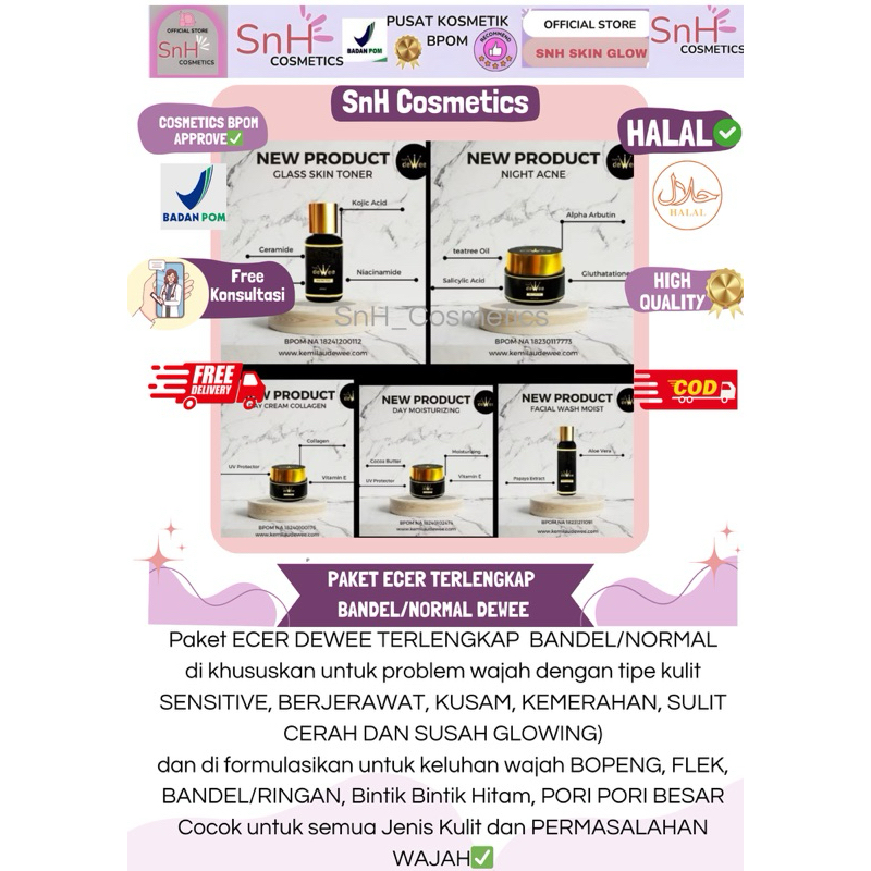 (ECERAN & BLUNDING) CREAM DEWEE SKINCARE PAKET BANDEL BPOM (FLEK PARAH, JERAWAT PARAH)