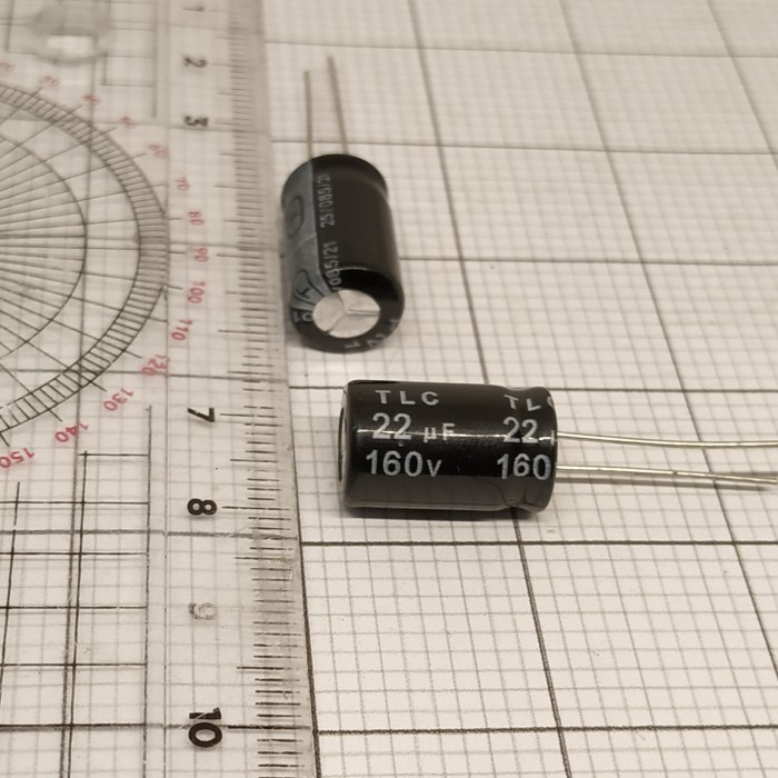 Elco 22uf 160v / Kapasitor 22uf 160v / Elco 22 - 160v Harga untuk=30buah