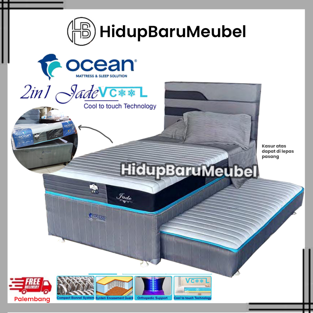 Bed sorong Ocean / ranjang dorong 3 in one Jade VCOOL / springbed 3 in 1 spring bed Garansi / kasur 