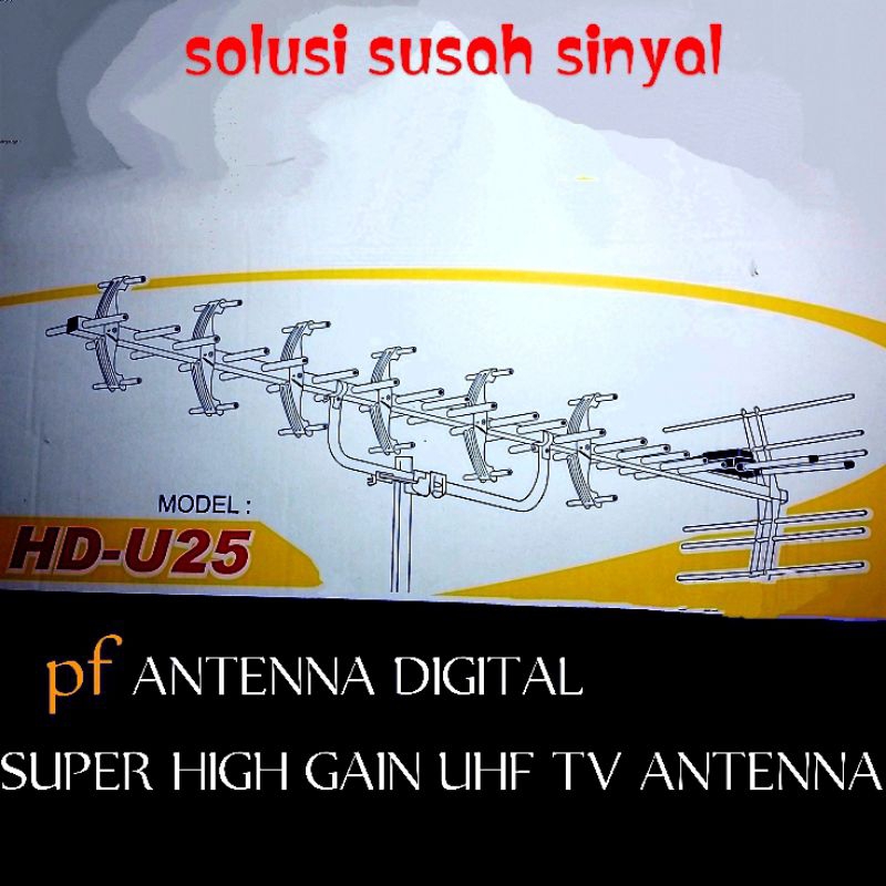 Pf Antena Digital Super High Gain UHF TV HD-U25