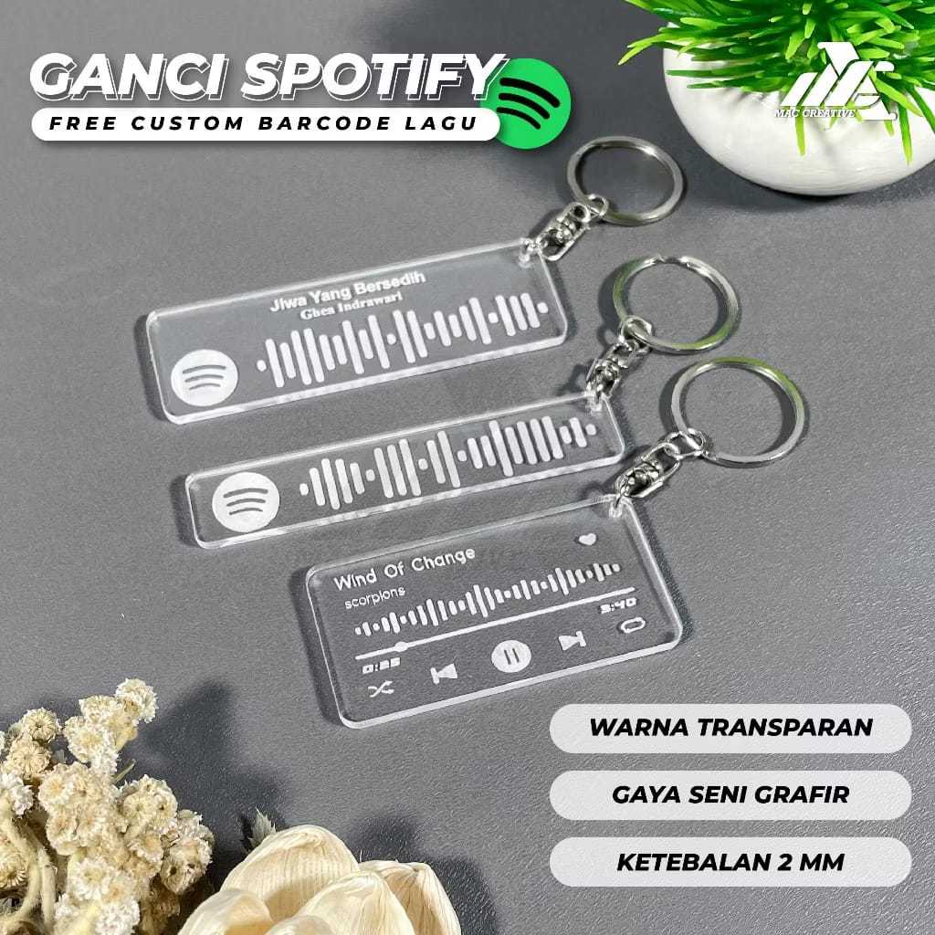 Gantungan Kunci Spotify Akrilik | Gantungan Kunci Ganci Spotify Custom Lagu & Playlist