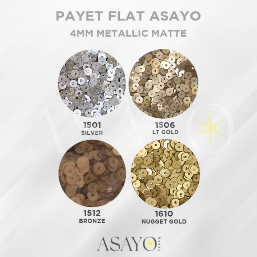 Payet Asayo Metallic Mate 3mm / 4mm / Flat / 50gr / Sequin