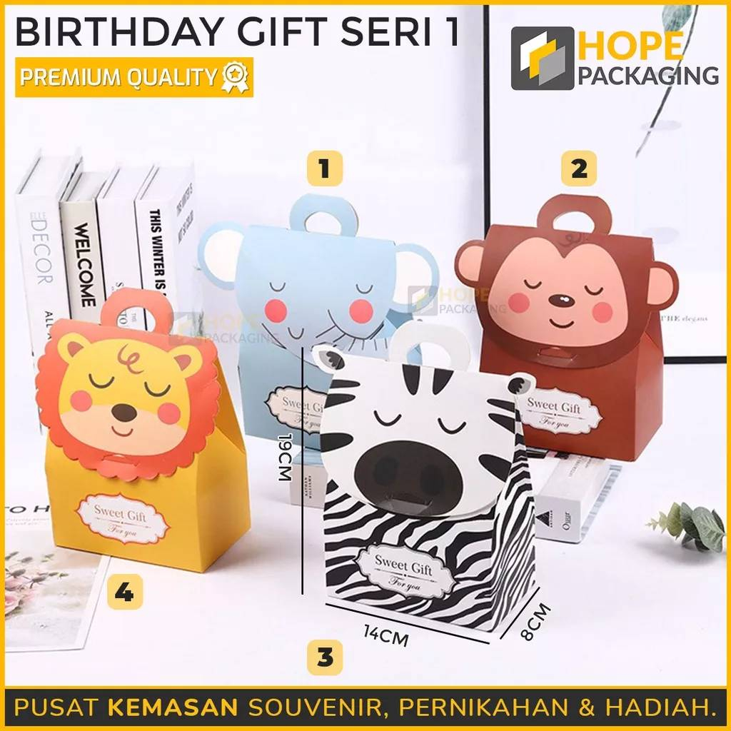 

[HARGA / 20 PCS ] Box Gift Ulang Tahun / Birthday Gift Animal / Paperbag Ulang Tahun / Tas Kado Ulang Tahun Anak