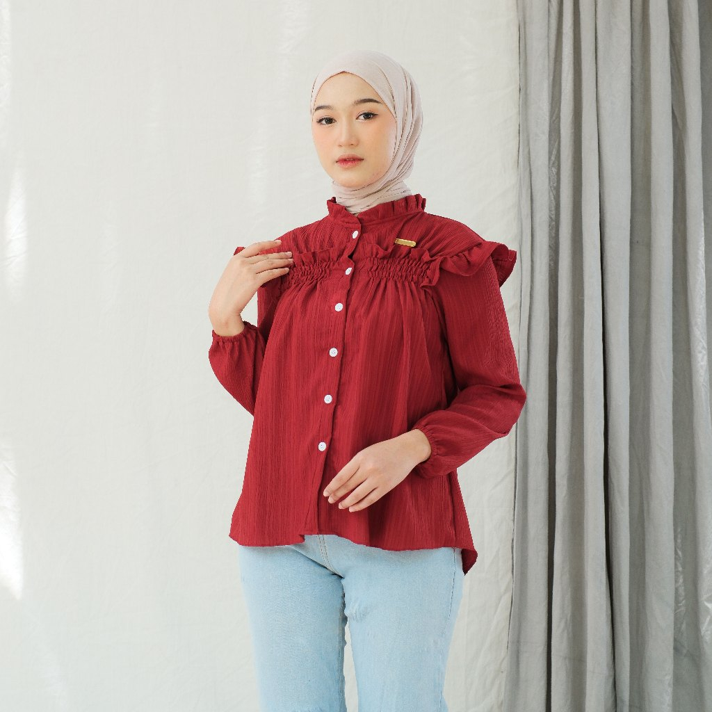 CLERANCE SALE - Kemeja Daily Wanita Baju Kantor Polos OOTD Pantai S-MOK