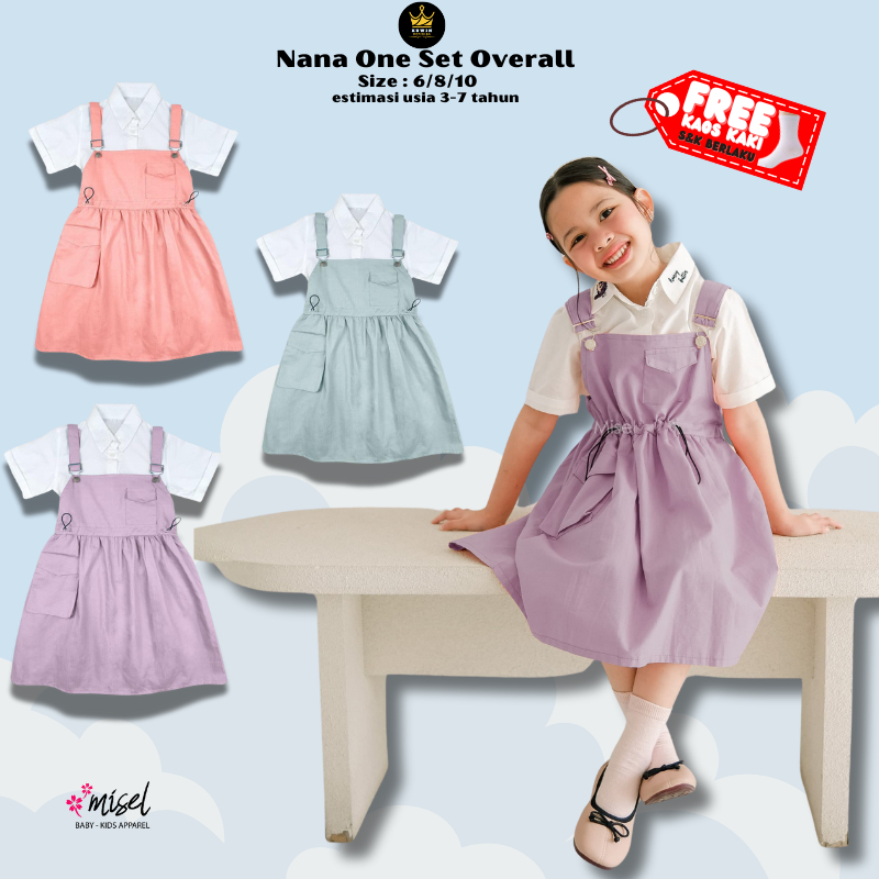 One Set Overall Anak Perempuan by Misel Setelan Anak Perempuan 3-7 Tahun / Kemeja + Set Overall Anak